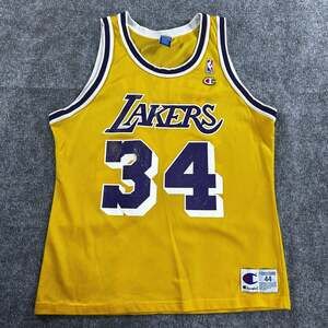 Vintage Los Angeles Lakers Shaquille O’Neal Champion Jersey Size 44 Large Gold